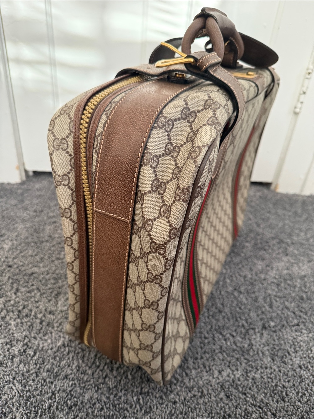 Authentic Gucci Monogram Suitcase Trunk Luggage Brown Gg Supreme Canvas - Picture 3 of 9